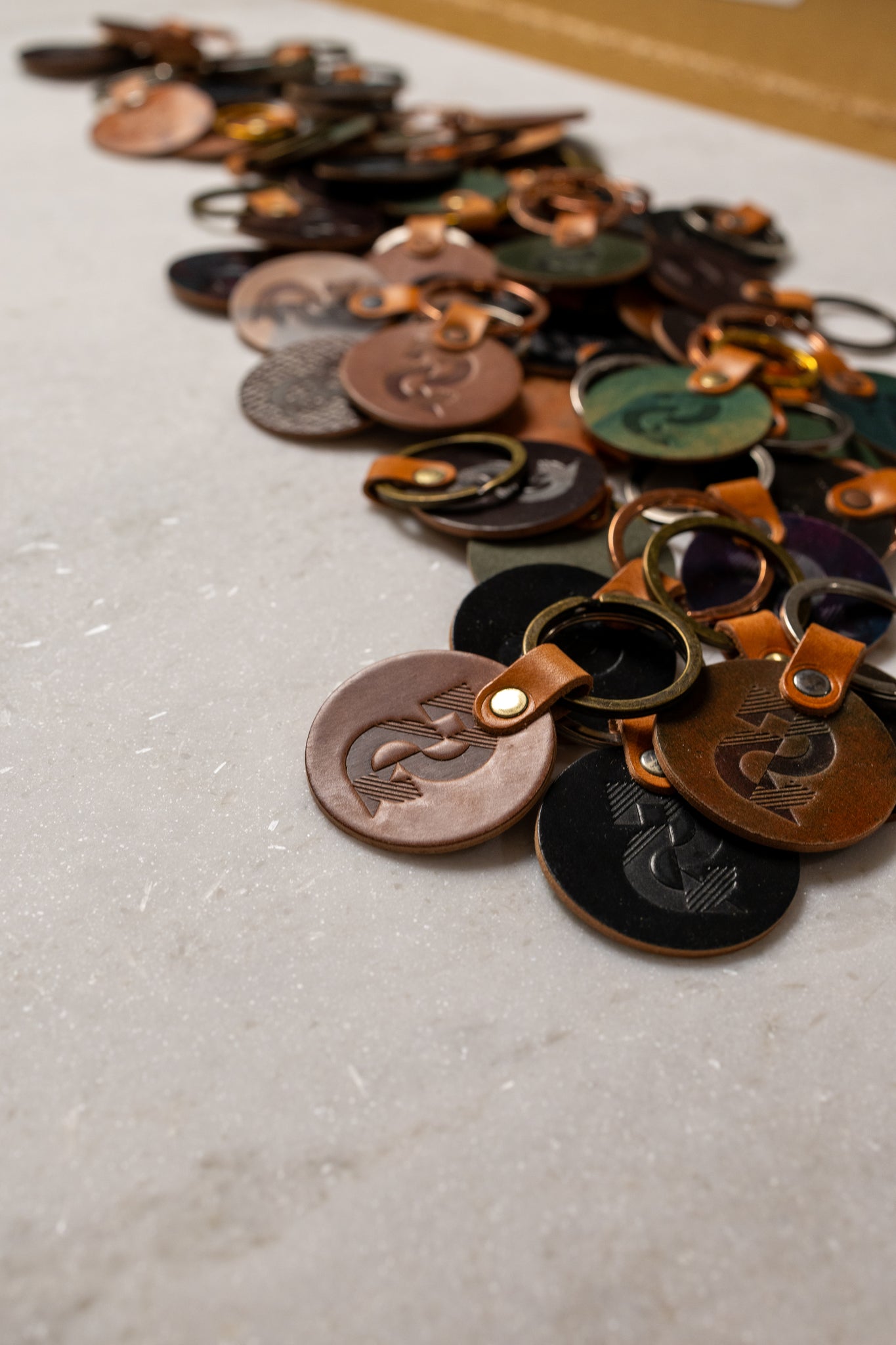 Round Shell Cordovan Keychains