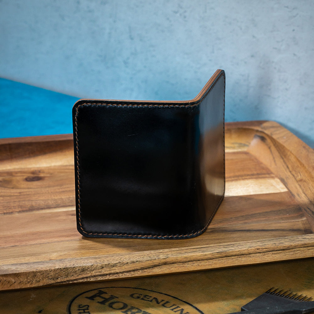 Black Shell Cordovan Wallet With Reverse Cordovan Interior – DREAM